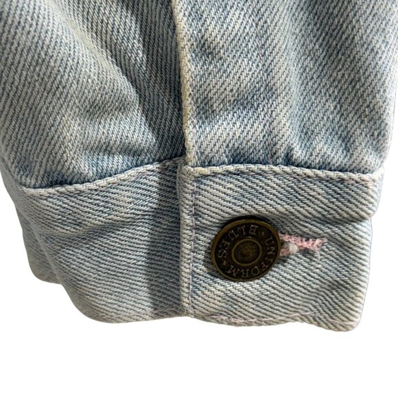 Vintage Uniform Blues Denim 80's Jacket Large Button-Up Light Wash Distressed - Picture 6 of 9